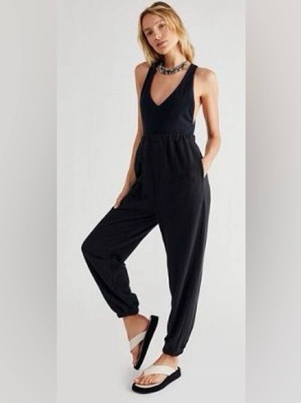 NWOT FREE PEOPLE BEACH KYLE ONE PIECE JUMPSUIT in BLACK I MEDIUM